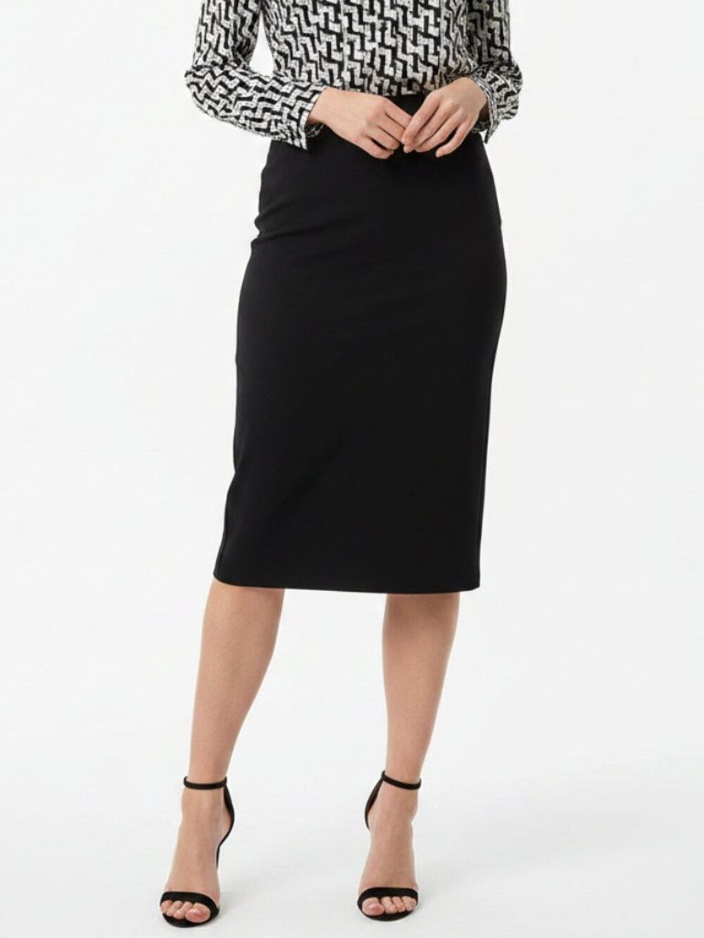 Alice + Olivia Black Straight Midi Skirt 6